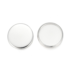Silver 304 Stainless Steel Plain Edge Bezel Cups, Cabochon Settings, Flat Round, Silver, Tray: 12mm, 13.5x1.8mm