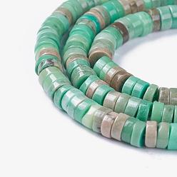 Moss Agate Natural Moss Agate Beads Strands, Heishi Beads, Disc/Flat Round, 5~5.5x1~2mm, Hole: 1mm, about 196pcs/strand, 15.5 inch(39.5cm)