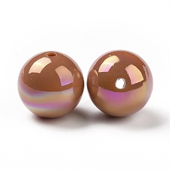 Шоколадный Пластиковые бусины abs, с покрытием AB цвета, круглые, цвет шоколада, 16x15 мм, отверстие : 2 мм