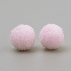 Rose Nacré Bricolage poupée, boule de pom pom de polyester, ronde, perle rose, 14~15mm