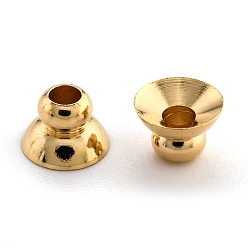 Real 24K Gold Plated Brass Beads Cap, Long-Lasting Plated, Apetalous, Real 24K Gold Plated, 6x4mm, Hole: 2mm