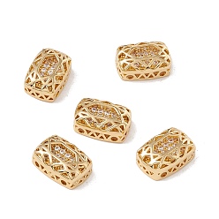 Clear Eco-friendly Brass Micro Pave Cubic Zirconia Multi-strand Links, Rack Plating, Cadmium Free & Lead Free, Rectangle, Golden, Clear, 12x8x5mm, Hole: 1.2mm
