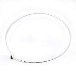 Серебро Латуни ожерелье делая, жесткие ожерелья, серебряный цвет гальваническим, 140 мм