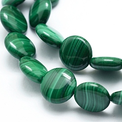 Malachite Natural Malachite Beads Strands, Round Flat, 12x4~5mm, Hole: 0.8mm, about 33pcs/strand, 15.75 inch(40cm)