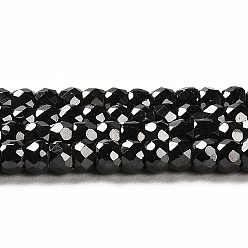 Negro Hilos de cuentas de circonio cúbico, rondelle facetas, negro, 3x2 mm, agujero: 0.6 mm, sobre 164~172 unidades / cadena, 14.57~14.88 pulgada (37~37.8 cm)