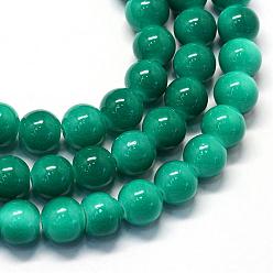 Teal Baking Painted Glass Round Bead Strands, Teal, 8.5~9mm, Hole: 1.5mm, about 105pcs/strand, 31.8 inch