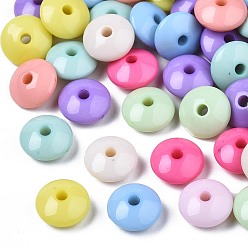 Mixed Color Opaque Acrylic Beads, Rondelle, Mixed Color, 9x4.5mm, Hole: 1.8mm, about 2400pcs/500g