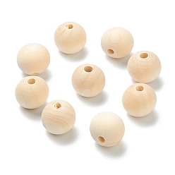 Wheat Natural Unfinished Wood Beads, Round Wooden Loose Beads, Wheat, 24x22.5mm, Hole: 6mm, about 120pcs/500g
