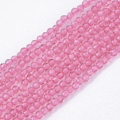 Hot Pink Electroplate Transparent Glass Beads Strands, Faceted, Round, Hot Pink, 2x2x2mm, Hole: 0.5mm, about 198pcs/Strand, 14.57 inch(37cm) 