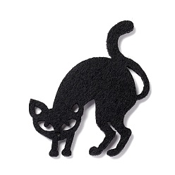 Black Wool Felt Cat Party Decorations, Halloween Themed Display Decorations, for Decorative Tree, Banner, Garland, Black, 60x53x2mm