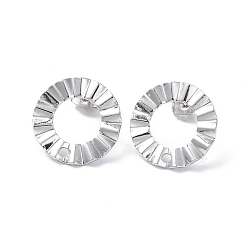 Stainless Steel Color 304 Stainless Steel Stud Earring Finding, Ring, Stainless Steel Color, 18mm, Hole: 1.6mm, Pin: 0.8mm