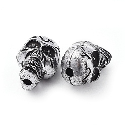 Antique Silver Plated Antique Silver Plated Acrylic Beads, Halloween Skull, 23x17x15.5mm, Hole: 3.5mm, about 172pcs/500g