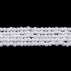 White Glass Imitation Jade Beads Strands, Faceted Round, White, 2x2mm, Hole: 0.6mm, about 184pcs/strand, 14.49''(36.8cm)