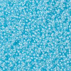 (RR220) Aqua Mist Lined Crystal Миюки круглые бусины рокайль, японский бисер, (rr 220) кристалл, покрытый водным туманом, 8/0, 3 мм, отверстие : 1 мм, Около 2111~2277 шт / 50 г