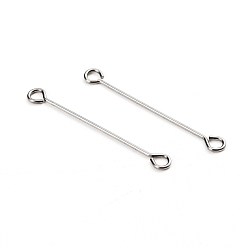 Stainless Steel Color 304 Stainless Steel Eye Pins, Double Sided Eye Pins, Stainless Steel Color, 26.5x0.6mm, Hole: 1.5mm