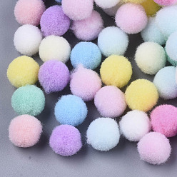 Mixed Color DIY Doll Craft Polyester High-elastic Pom Pom Ball, Round, Mixed Color, 9~10mm, about 290pcs/bag