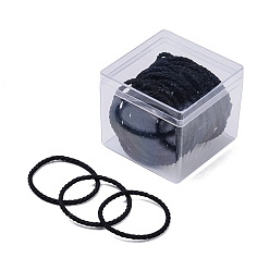 Black Rubber Elastic Hair Band, Black, 2mm, Inner Diameter: 43x36mm, 50pcs/box
