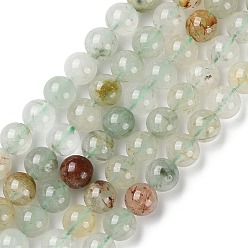 Quartz Rutilated Naturels verts quartz rutile brins de perles, ronde, 6mm, Trou: 0.8mm, Environ 60 pcs/chapelet, 15.47'' (39.3 cm)