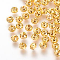 Golden CCB Plastic Beads, Faceted, Abacus, Golden, 6x4.5mm, Hole: 1mm, about 4600pcs/500g