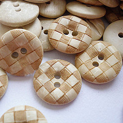Couleur Mélangete Bande dessinée boutons 2 trous, bouton de noix de coco, multicolore, 15 mm de diamètre