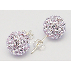 371_Violet Sexy Valentines Day Gifts for Her 925 Sterling Silver Austrian Crystal Rhinestone Ball Stud Earrings, 371_Violet, 15x6mm, Pin: 0.8mm