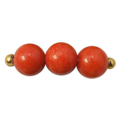 Оранжево-Красный Естественно Mashan нефрита круглые бусины нити, окрашенные, оранжево-красный, 6 мм, отверстие : 1 мм, около 69 шт / нитка, 15.7 дюйм
