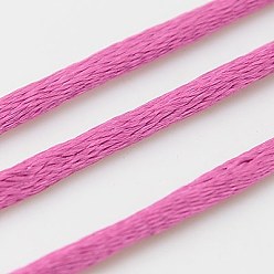 Средний Фиолетово-красный Нейлоновый шнур, атласный шнур, для изготовления украшений из бисера, китайское вязание, средне фиолетовый красный, 2 мм, около 50 ярдов / рулон (150 футов / рулон)