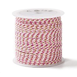 Light Coral 4-Ply Polycotton Cord, Handmade Macrame Cotton Rope, with Gold Wire, for String Wall Hangings Plant Hanger, DIY Craft String Knitting, Light Coral, 1.5mm, about 21.8 yards(20m)/roll