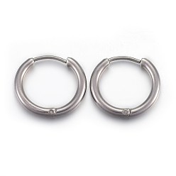 Stainless Steel Color 202 Stainless Steel Huggie Hoop Earrings, Hypoallergenic Earrings, with 316 Stainless Steel Pin, Stainless Steel Color, 12 Gauge, 13.5x14x2mm, Pin: 1mm.