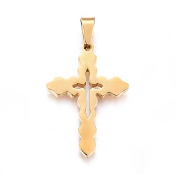 Golden 304 Stainless Steel Pendants, Cut-Out, with Hollow, Cross, Golden, 31x21.5x2.2mm, Hole: 8x4mm