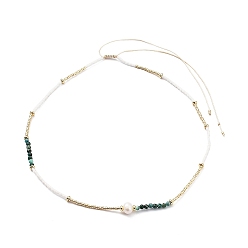 Bleu Vert Colliers réglables de perles et de perles miyuki et de perles de turquoise africaine naturelle, sarcelle, 26.46 pouce (67.2 cm)