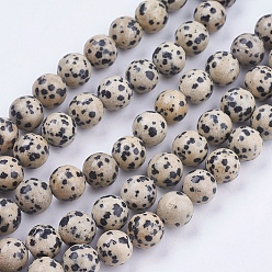 Jaspe Dalmate Dalmatien naturel jaspe brins pierre de perles, ronde, 4mm, Trou: 0.5mm, Environ 95 pcs/chapelet, 14.9 pouce