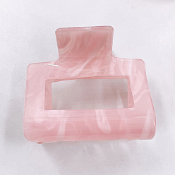 Pink Rectangular Acrylic Large Claw Hair Clips for Thick Hair, Water Ripple Effect, Pink, 50mm