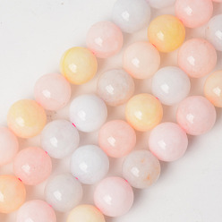 Mixed Color Natural Quartz Beads Strands, Dyed & Heated, Imitation Morganite Color, Round, Mixed Color, 6~6.5mm, Hole: 1mm, about 64pcs/Strand, 15.35 inch(39cm)
