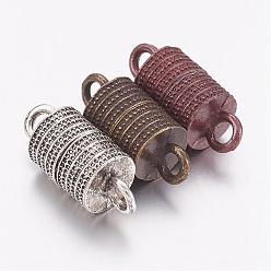 Mixed Color Tibetan Style Alloy Magnetic Clasps with Loops, Column, Mixed Color, 19x8mm, Hole: 2.5mm