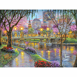Building DIY Scenery 5D Full Drill Diamond Painting Kits, including Resin Rhinestones, Diamond Sticky Pen, Tray Plate and Glue Clay, Building Pattern, 300x400mm
