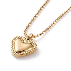 Golden 304 Stainless Steel Heart Pendant Necklaces, with Ball Chains, Golden, 18.11 inch(46cm)