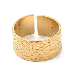 Настоящее золото 18K Ионное покрытие (ip) 304 кольцо-манжета из нержавеющей стали с открытыми глазами для женщин, реальный 18 k позолоченный, размер США 7 1/4 (17.5 мм)