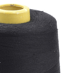 Noir Cordes de fil de couture de polyester, pour le tissu ou le bricolage, noir, 0.1 mm, environ 7000 mètres / rouleau