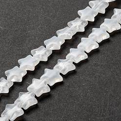 White Transparent Glass Beads Strand, Star, White, 10x10x4mm, Hole: 0.8mm, about 40pcs/strand, 13.39~14.17 inch(34~36cm)
