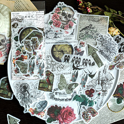 Colorido 60 pegatinas decorativas florales autoadhesivas de papel, Calcomanías de plantas de estampado en caliente para álbumes de recortes diy, colorido, 55~100 mm
