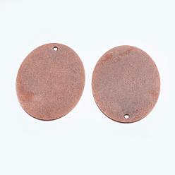 Red Copper Metal Tags, Brass Stamping Blank Tag Pendants, Oval, Red Copper, 40x30x0.5mm, Hole: 1.5mm