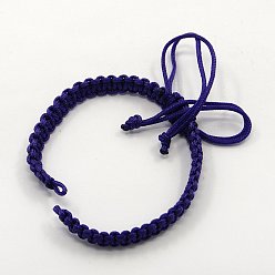 Индиго Плетеные шнур нейлона для поделок браслет решений, индиговые, 145~155x5x2 мм, отверстие : 2~4 мм