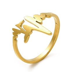 Золотой Ионное покрытие (ip) классическое 201 кольца для пальцев из нержавеющей стали, широкие кольца с сердцебиением для женщин, золотые, 2~15 мм, внутренний диаметр: 16.8 мм