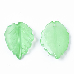 Vert Printemps Moyen Vaporisez pendentifs en verre peint, feuille, vert printemps moyen, 23.5x17.5x4.5mm, Trou: 1mm