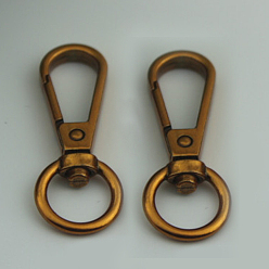 Red Copper Teardrop Alloy Swivel Clasps, Lanyard Push Gate Snap Clasps, Red Copper, 5x1.8x0.6cm, Hole: 13mm