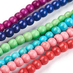 Mixed Color Synthetic Turquoise Beads Strands, Dyed, Round, Mixed Color, 6mm, Hole: 1.2mm, about 67pcs/strand, 15.75 inch
