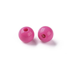 Camellia Opaque Acrylic Beads, Round, Camellia, 8x7mm, Hole: 2mm, about 111pcs/500g