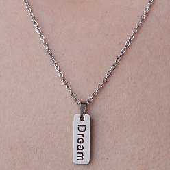 Stainless Steel Color 201 Stainless Steel Word Dream Pendant Necklace, Stainless Steel Color, 17.72 inch(45cm)