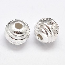 Argent Fantaisie coupé 925 en argent sterling perles rondes, argenterie, 8mm, trou: 2 mm, environ 36 pcs / 20 g